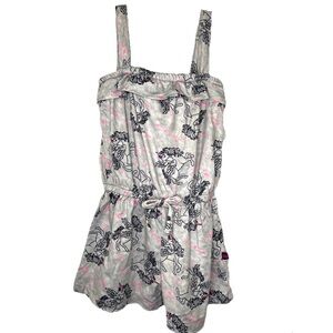 EUC Limited Too Grey & Pink Unicorn Print Romper w/ ruffle